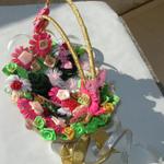 Basket with colorful flowers